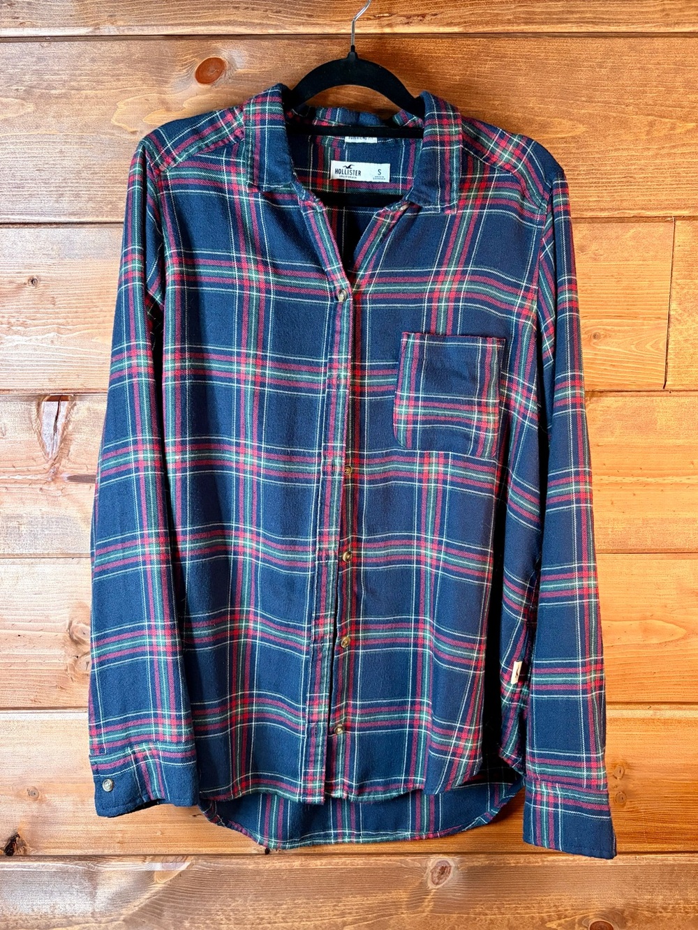 Hollister Light Flannel Plaid Button Down Long-Sleeve Shirt Size Small 🖤